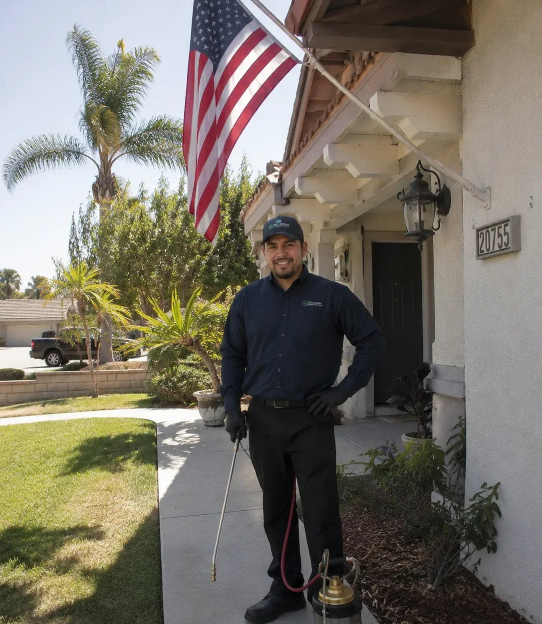 Friendly local Mount Pleasant pest control technician at a customer's home